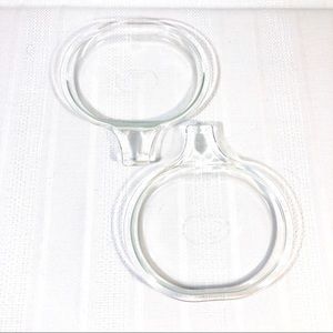 Pair Pyrex Glass 600-B Grab It Microwave Plates